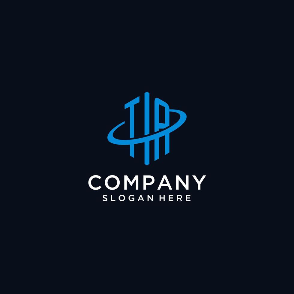 TA initial monogram logo with hexagonal shape and swoosh design vector