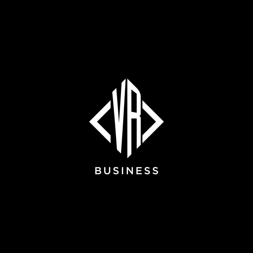 VR initial monogram with rhombus shape logo design vector