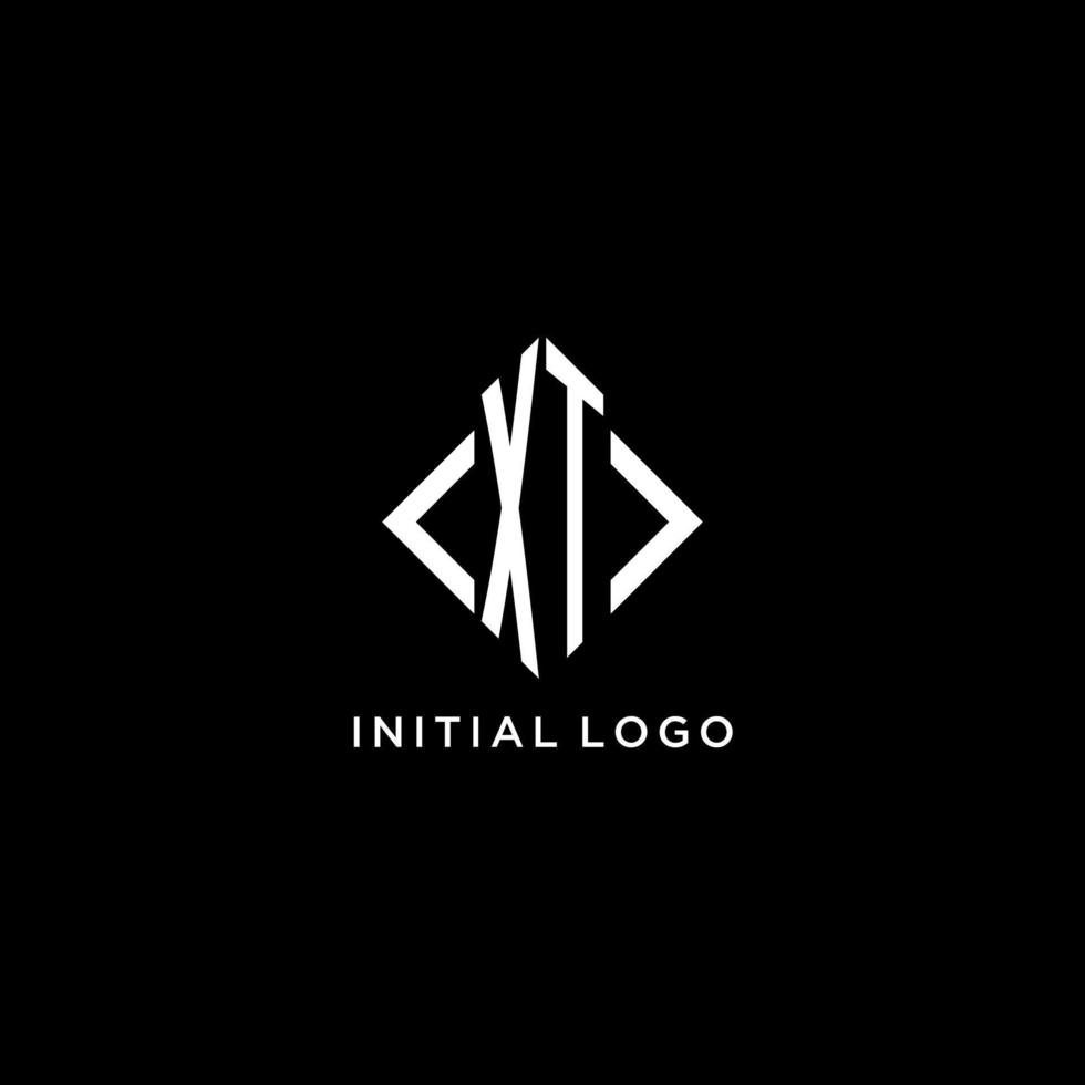 XT initial monogram with rhombus shape logo design vector