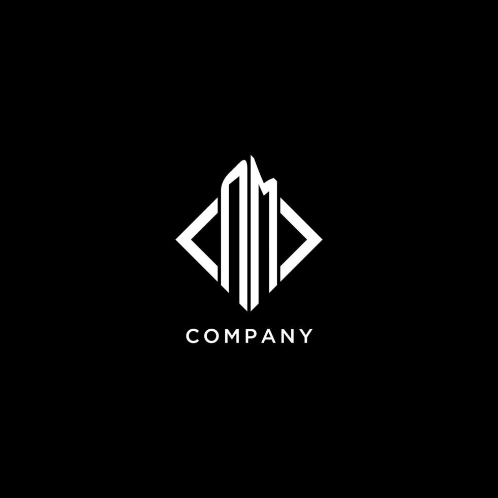 NM initial monogram with rhombus shape logo design vector