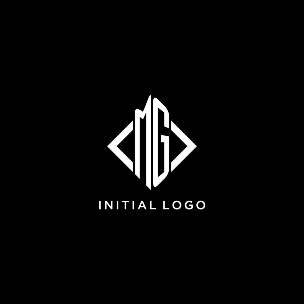 MG initial monogram with rhombus shape logo design vector