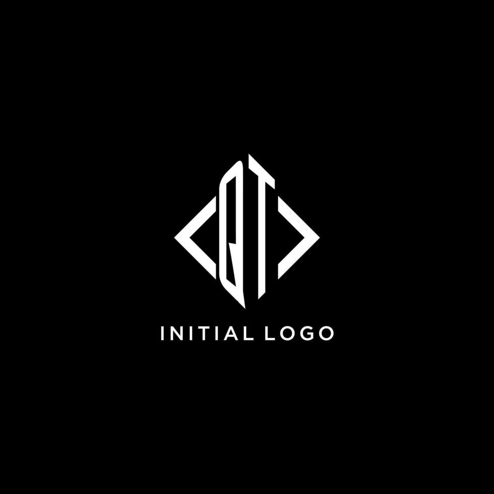 QT initial monogram with rhombus shape logo design vector