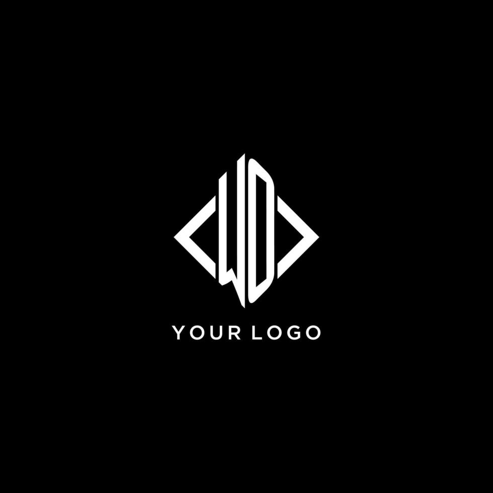 WO initial monogram with rhombus shape logo design vector