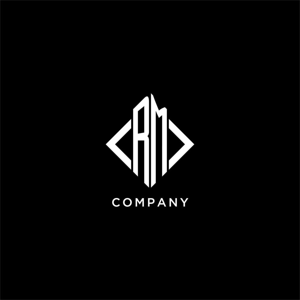 RM initial monogram with rhombus shape logo design vector