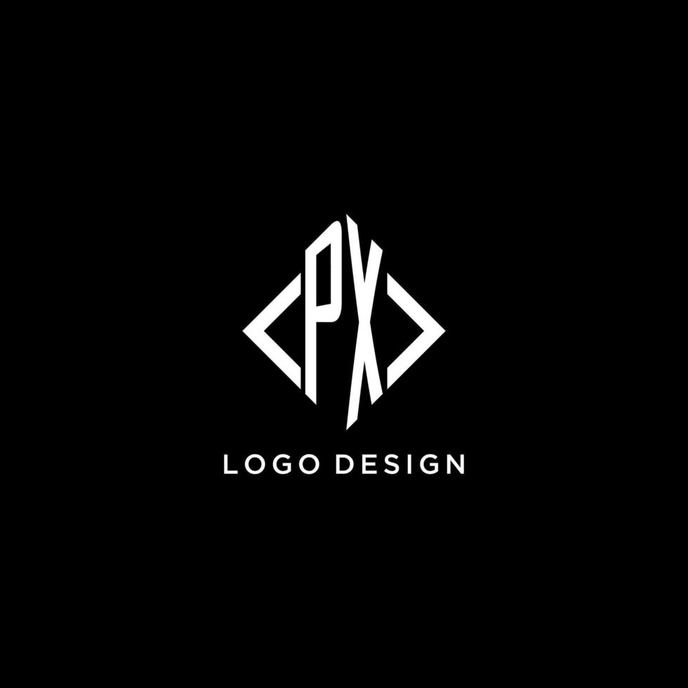 monograma inicial px con diseño de logotipo en forma de rombo vector