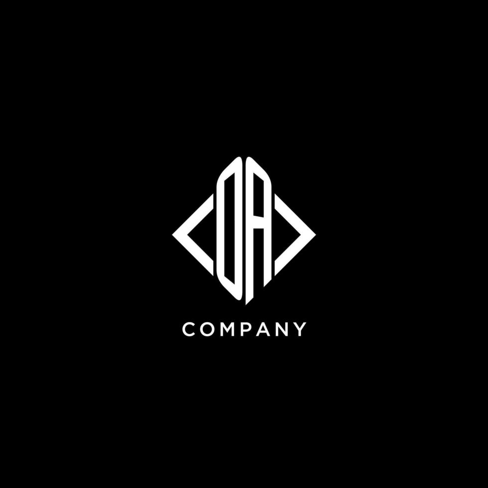 OA initial monogram with rhombus shape logo design vector