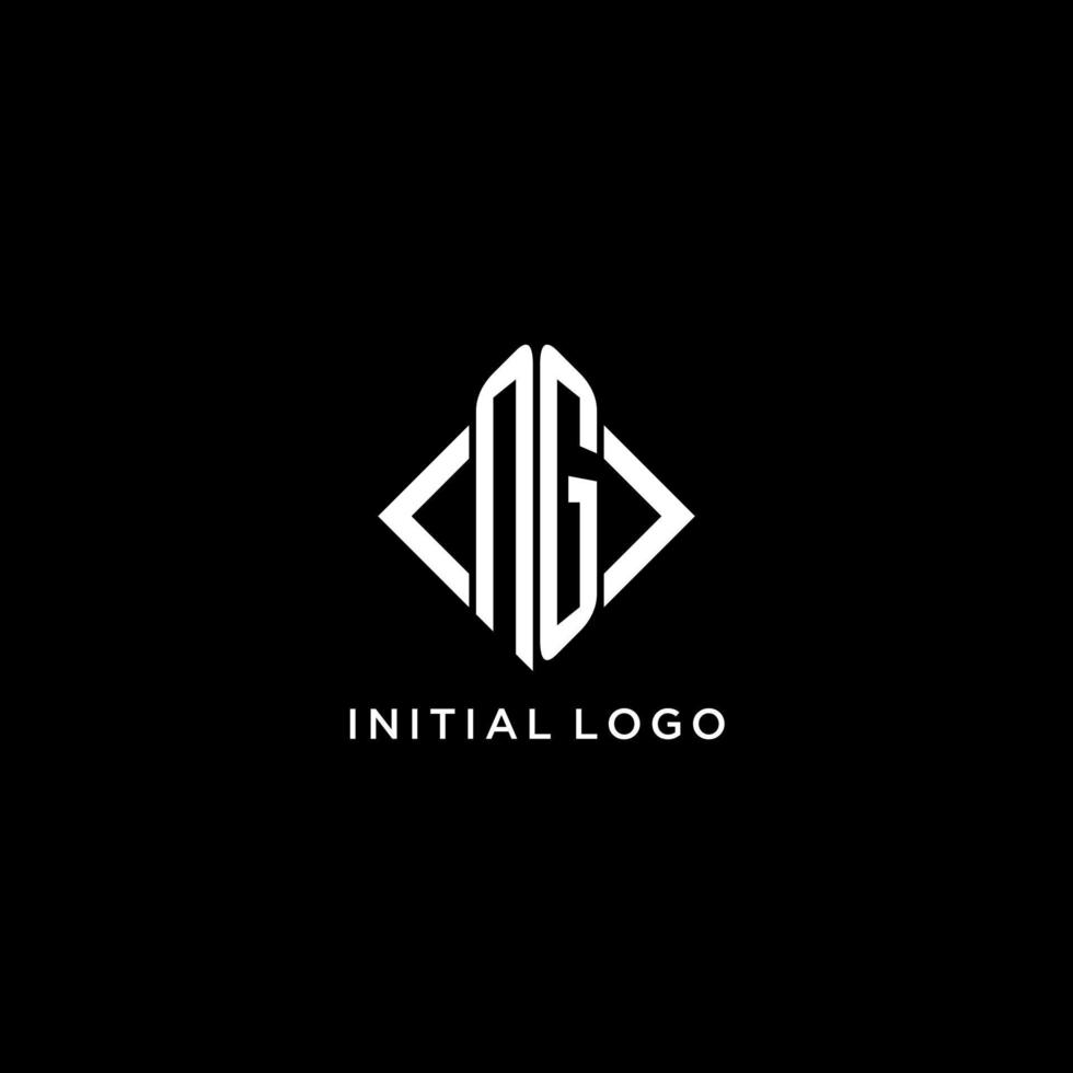 NG initial monogram with rhombus shape logo design vector