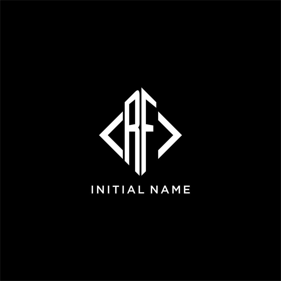 RF initial monogram with rhombus shape logo design vector