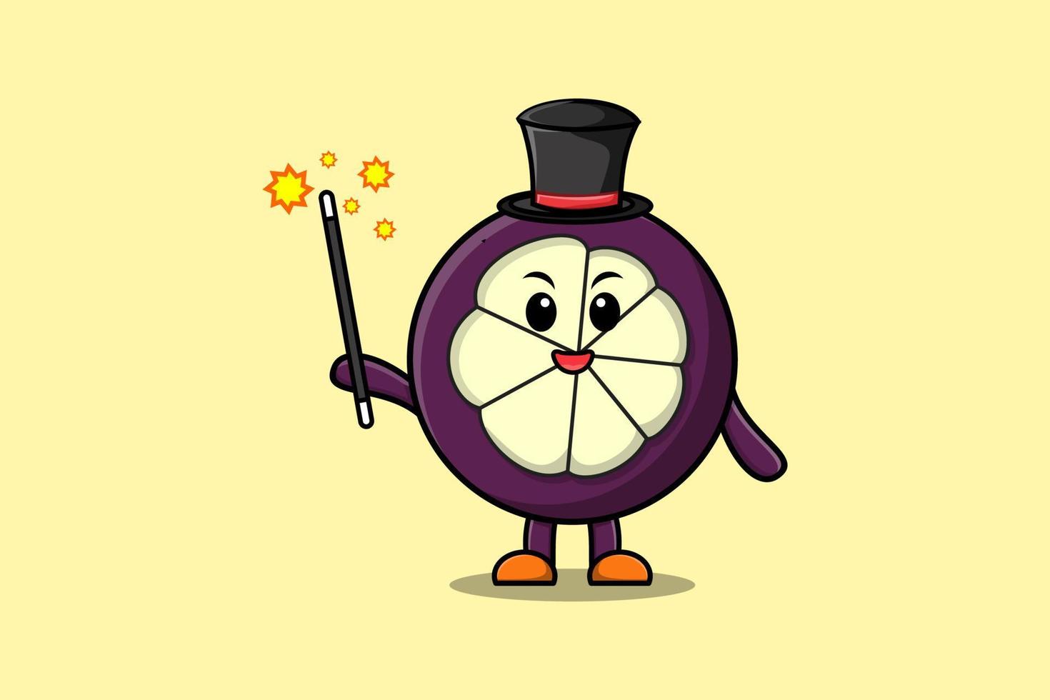 A gorgeous smart cute cartoon magician Mangosteen vector