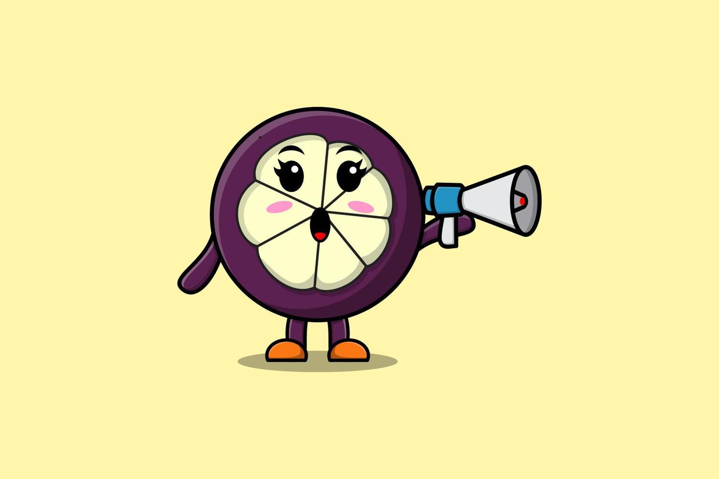 Cute Cartoon Mangosteen speak with megaphone vector