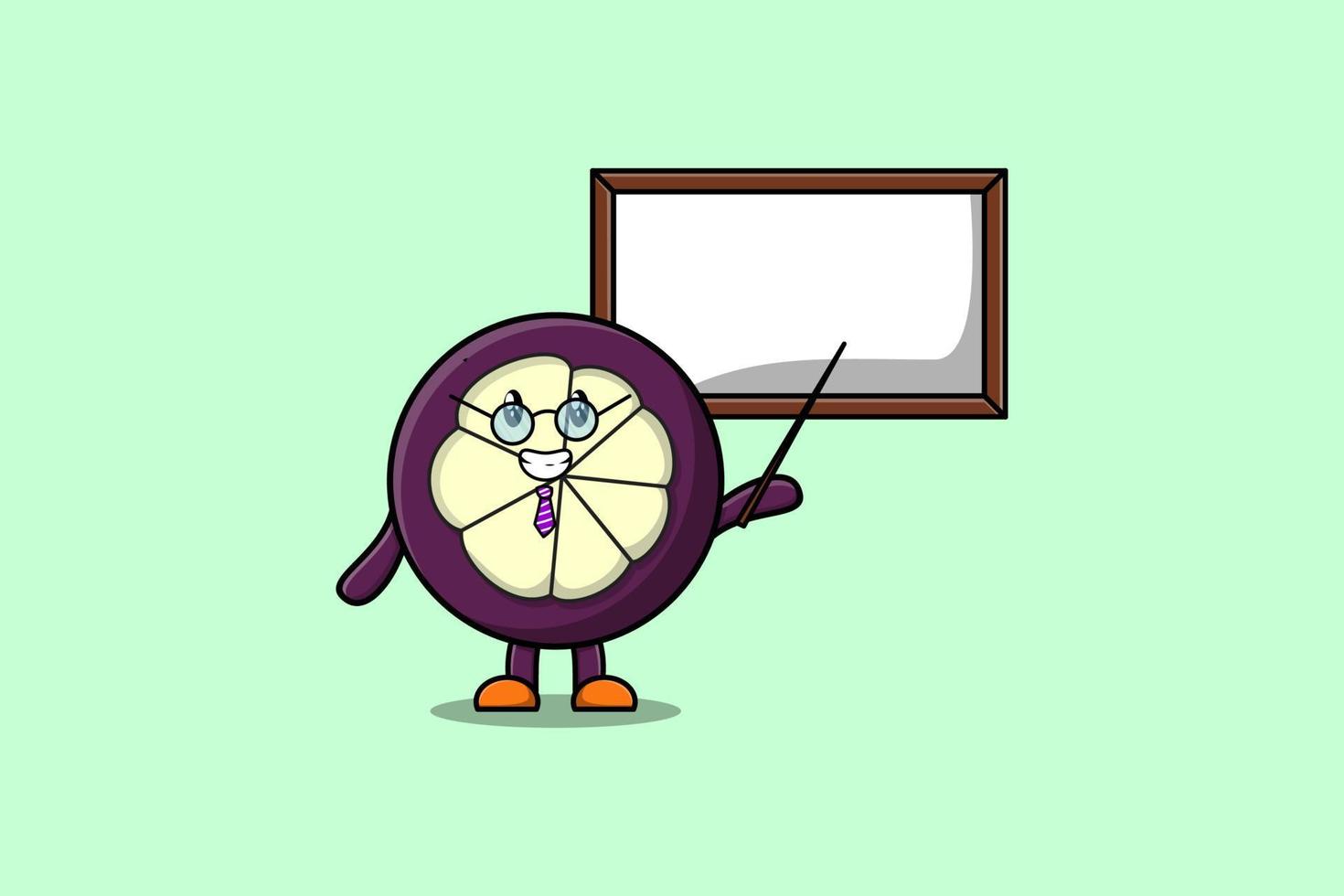 Cute cartoon Mangosteen teaching with whiteboard vector