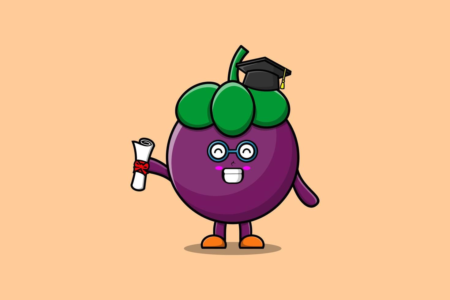 Mangosteen cute cartoon clever student with pencil vector