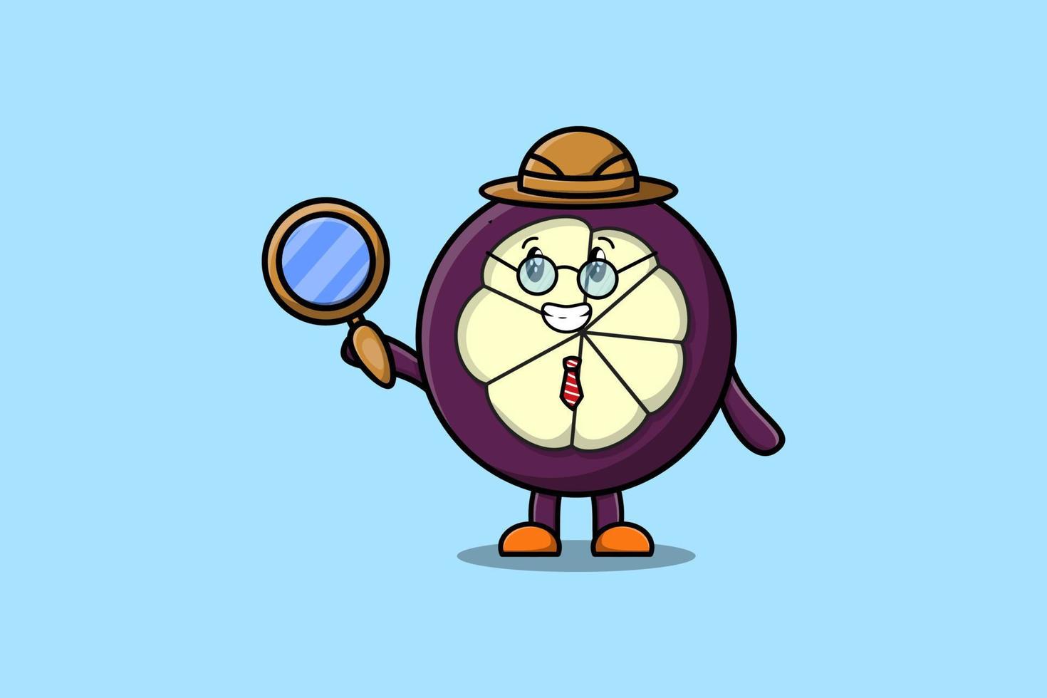 Cute cartoon character Mangosteen detective vector