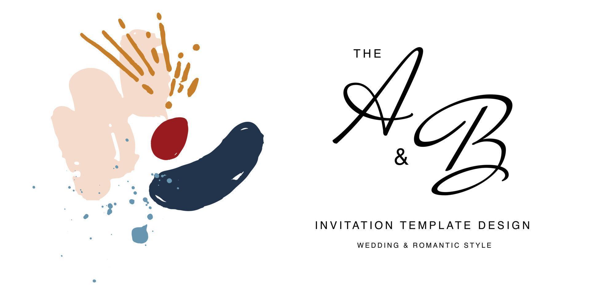 Minimalist design for wedding invitation card templates. Simple brush stroke backgrounds in vintage themes for greeting cards. Premium and elegance design graphic vector