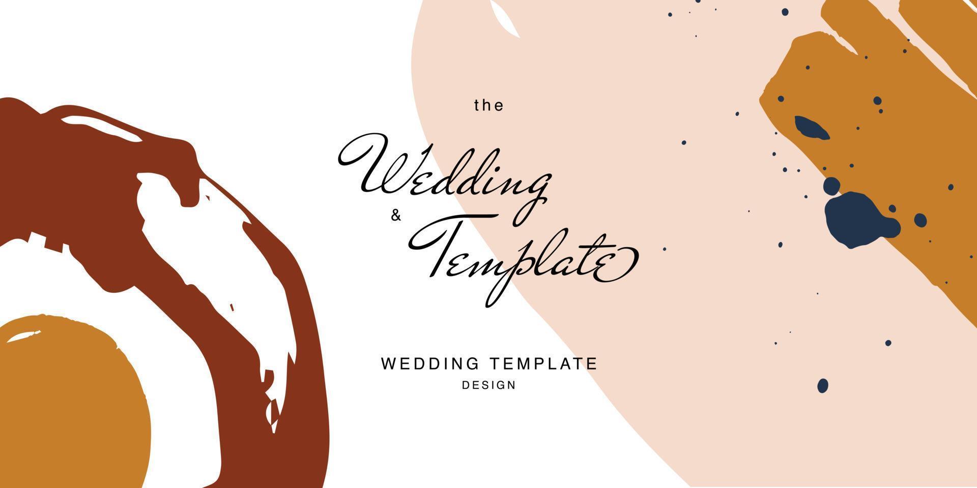 Minimalist design for wedding invitation card templates. Simple brush stroke backgrounds in vintage themes for greeting cards. Premium and elegance design graphic vector