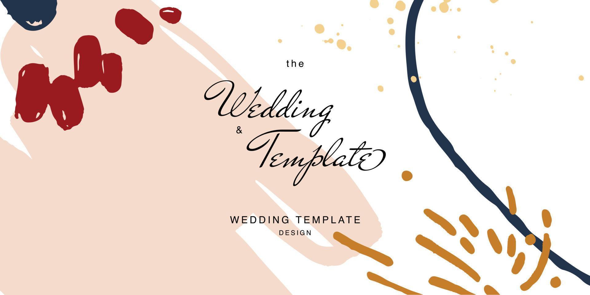 Minimalist design for wedding invitation card templates. Simple brush stroke backgrounds in vintage themes for greeting cards. Premium and elegance design graphic vector