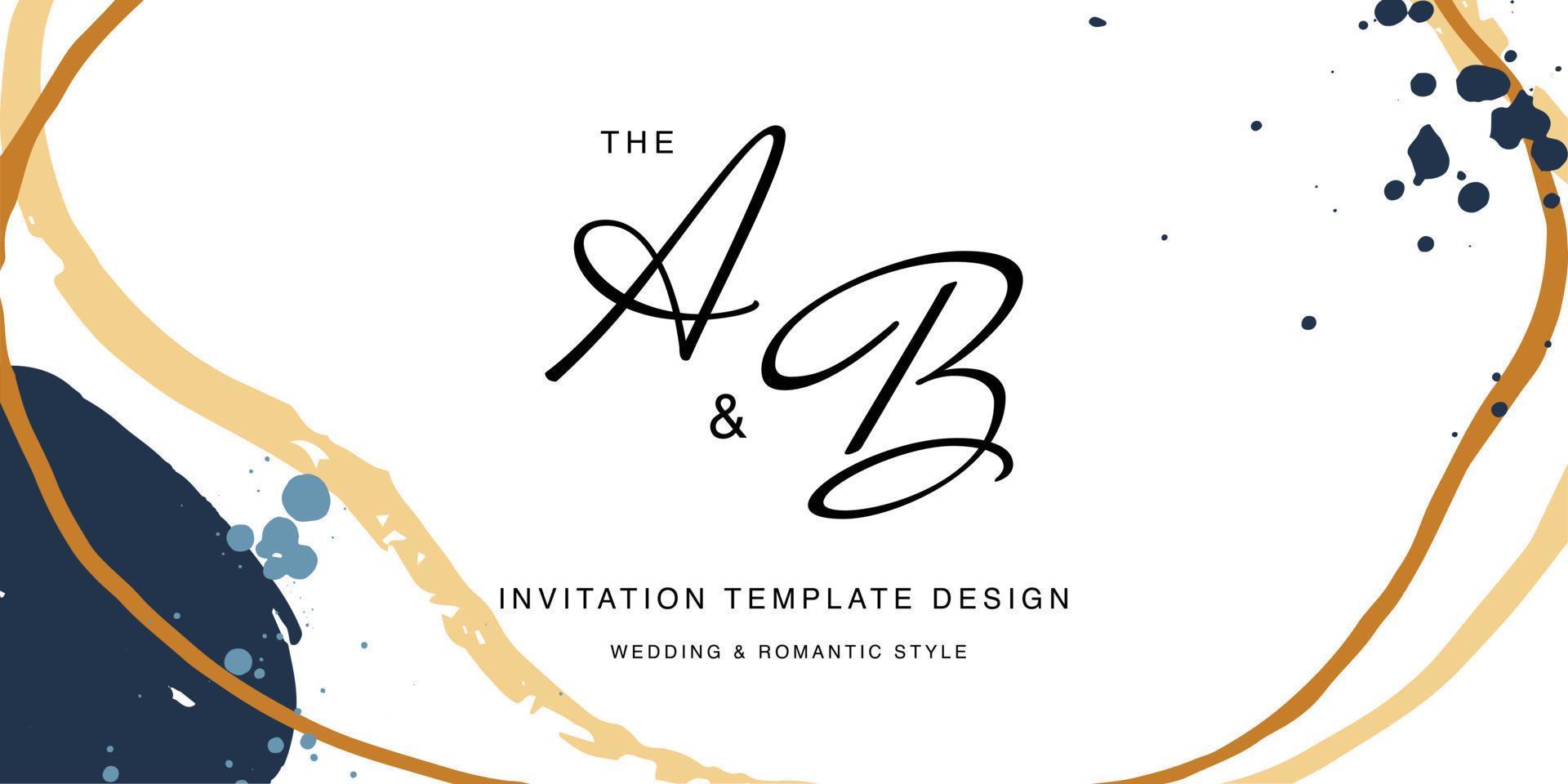 Minimalist design for wedding invitation card templates. Simple brush stroke backgrounds in vintage themes for greeting cards. Premium and elegance design graphic vector