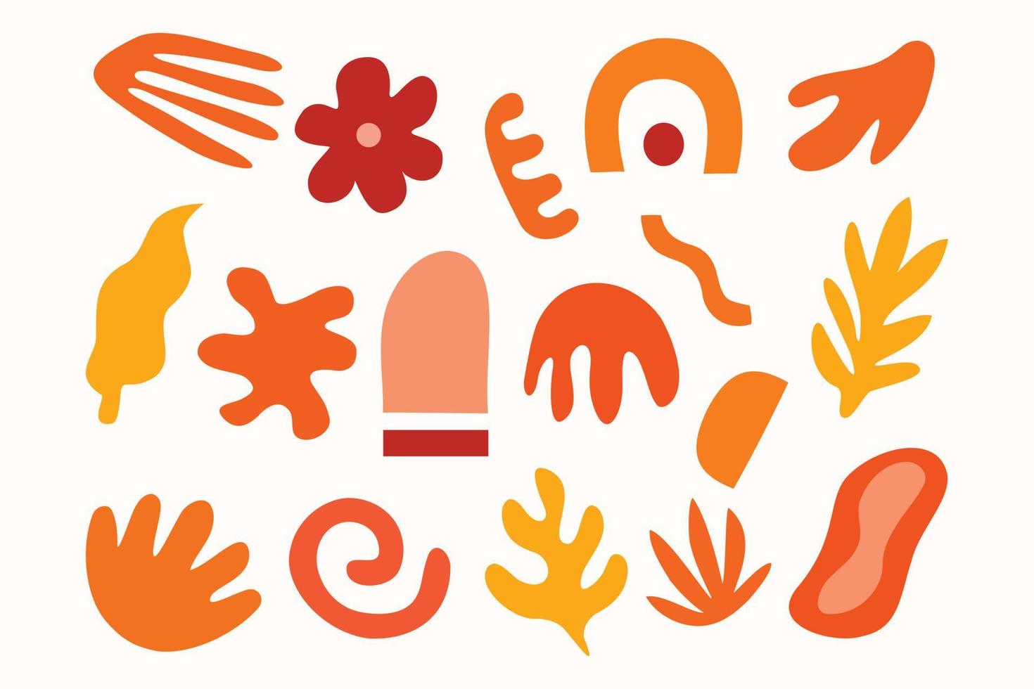 Set of trendy floral and organic shape in abstract naive pattern for design element vector