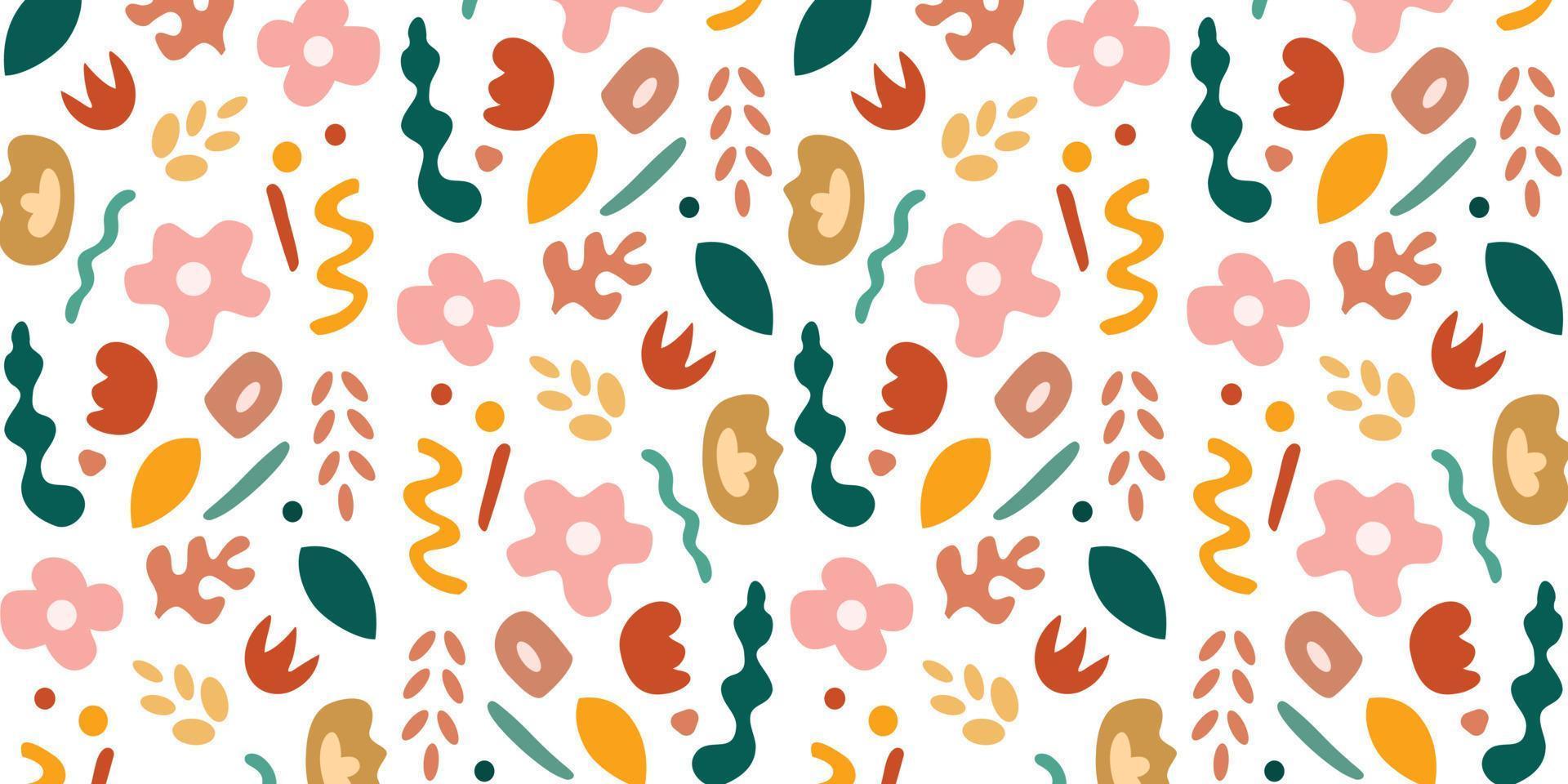 Abstract floral pattern design. Trendy shape for background in retro style. Cute naive flower in nature theme vector