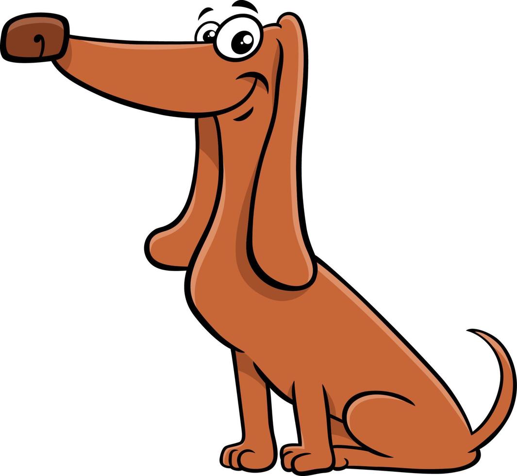 divertido personaje de dibujos animados dachshund perro animal cómico vector
