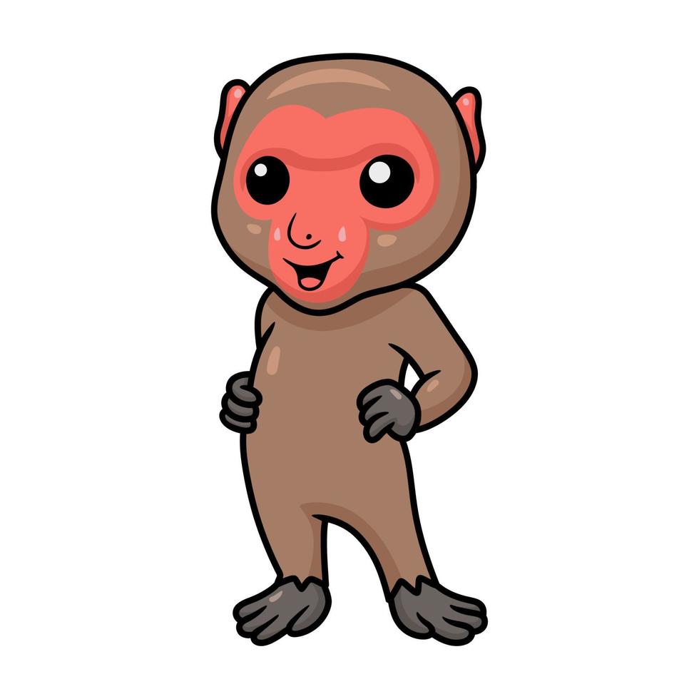 Cute little japanese macaque cartoon standing vector