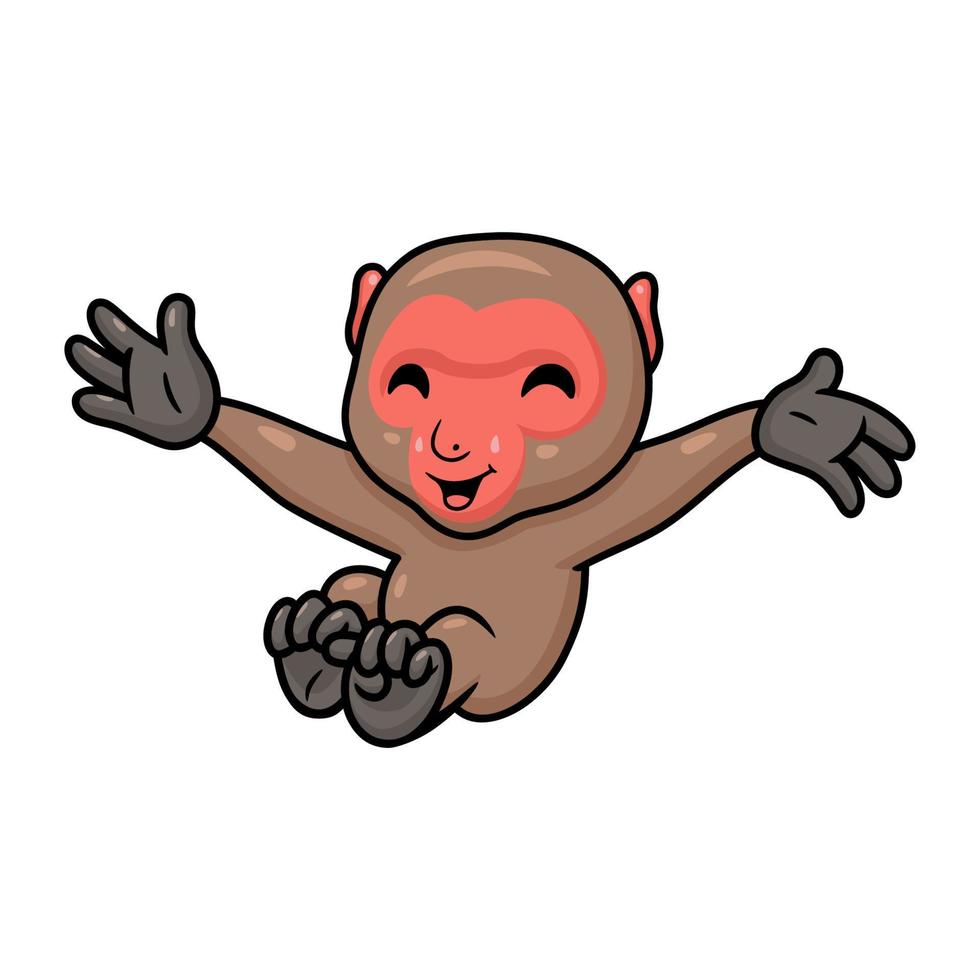 Cute little japanese macaque cartoon jumping vector