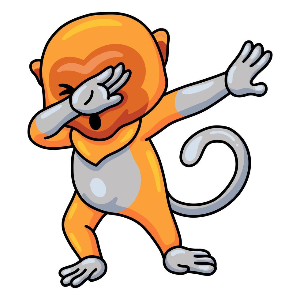 Cute little proboscis monkey cartoon dancing vector