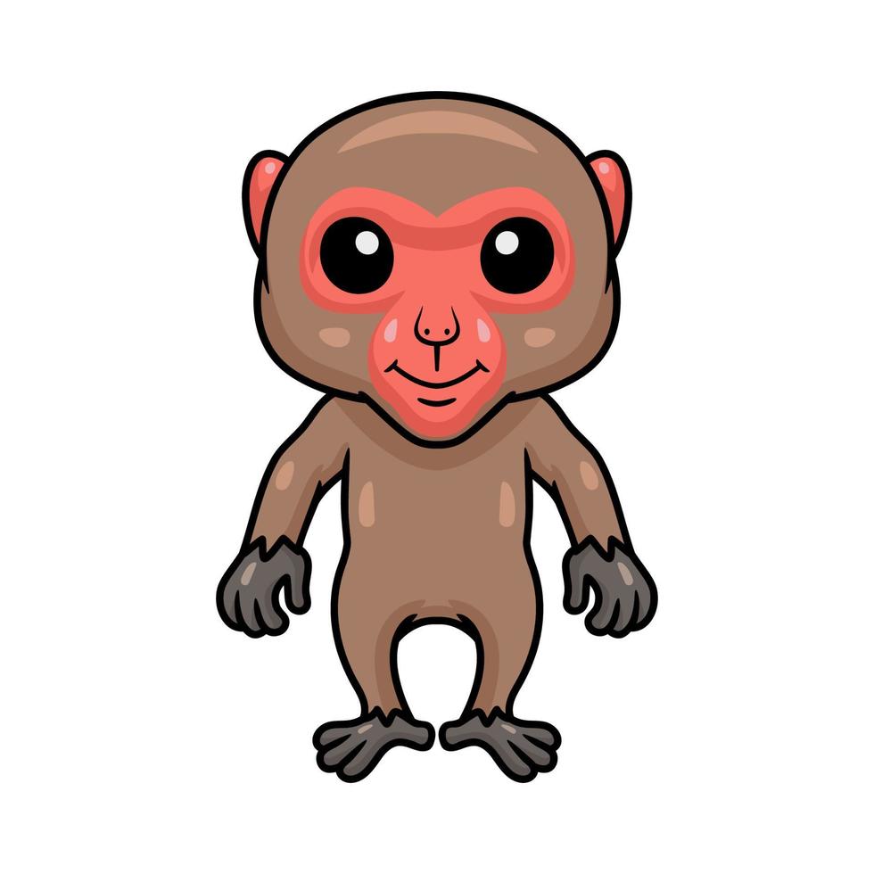 linda pequeña caricatura de macaco japonés de pie vector