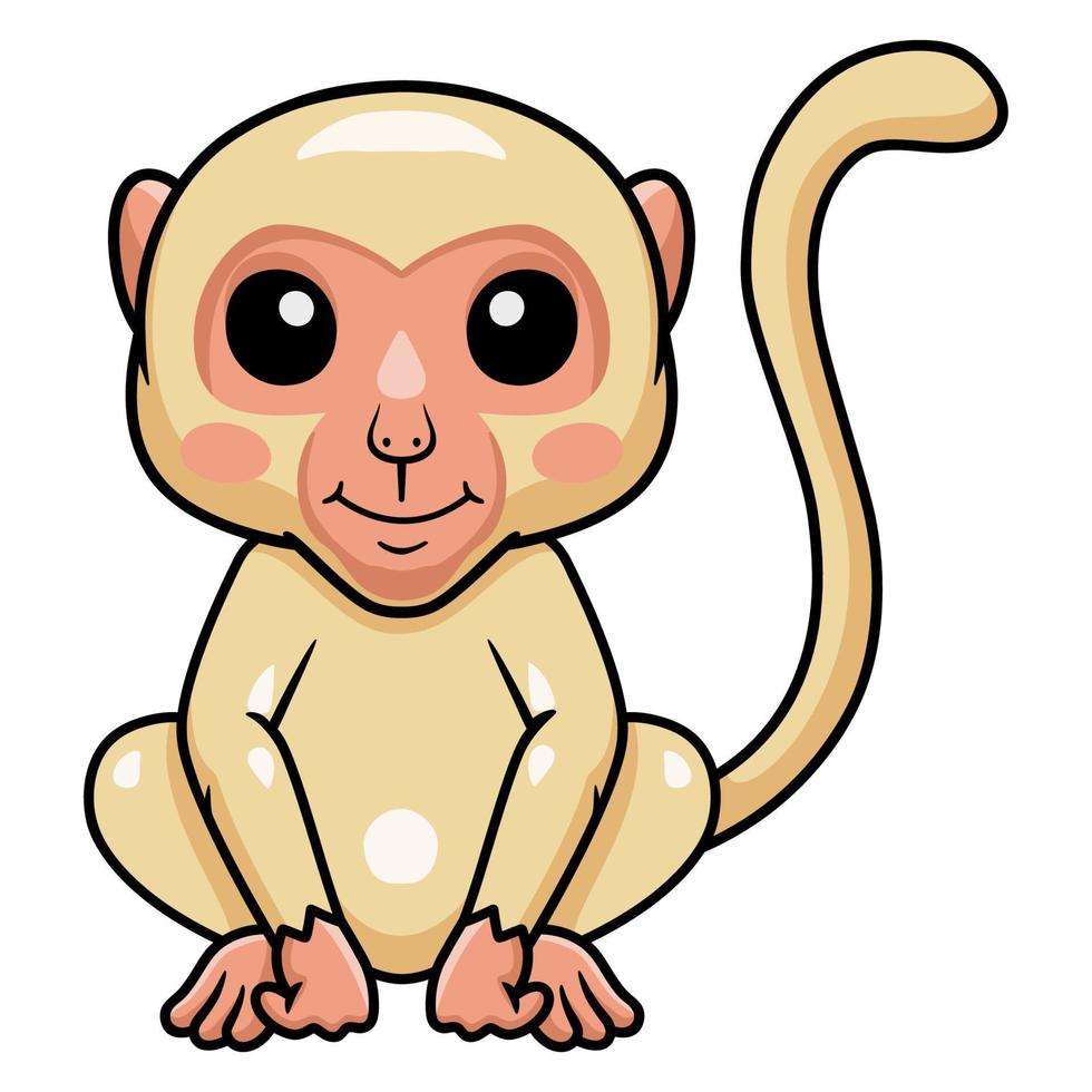 Cute little albino monkey cartoon vector