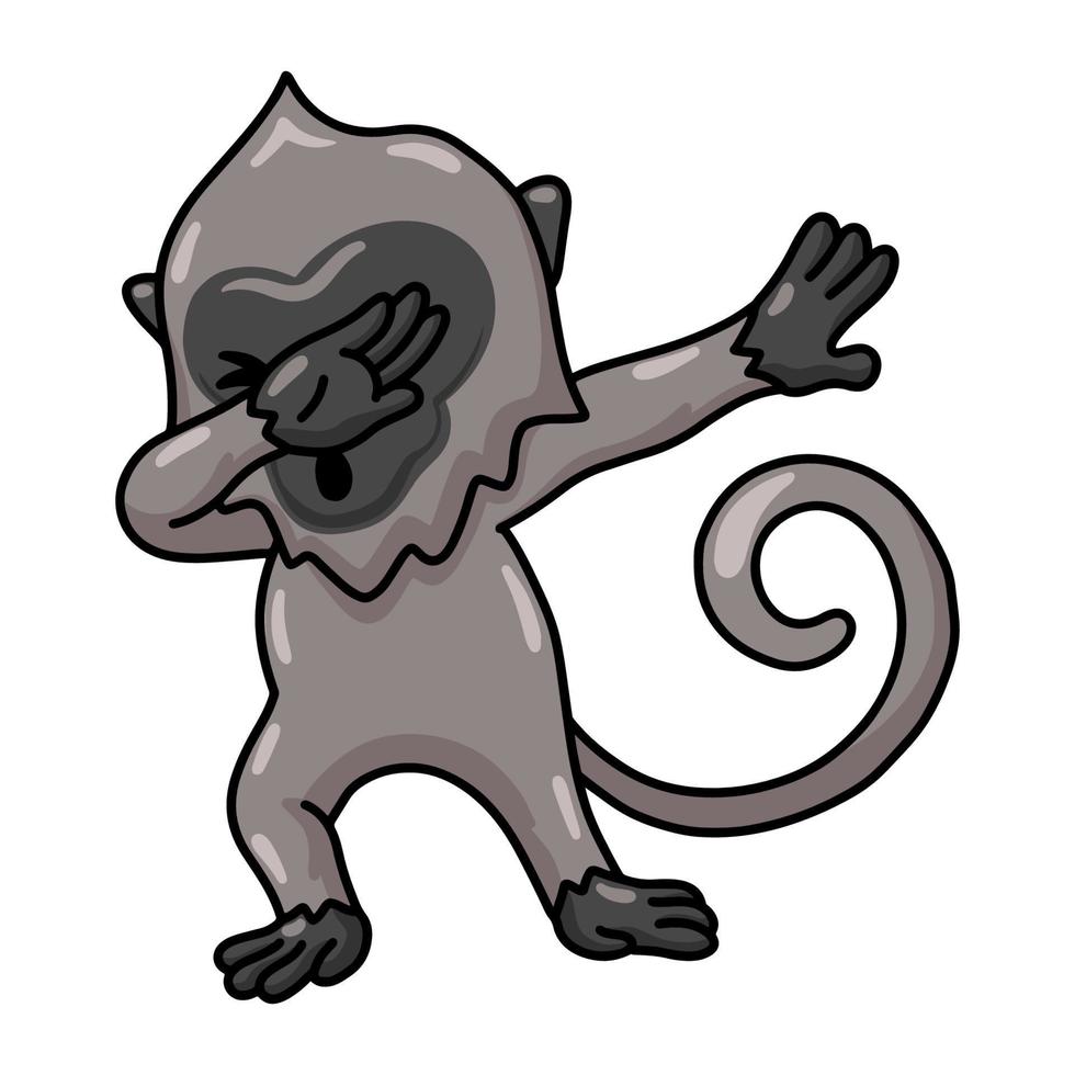 Cute little grey langur monkey cartoon dancing vector