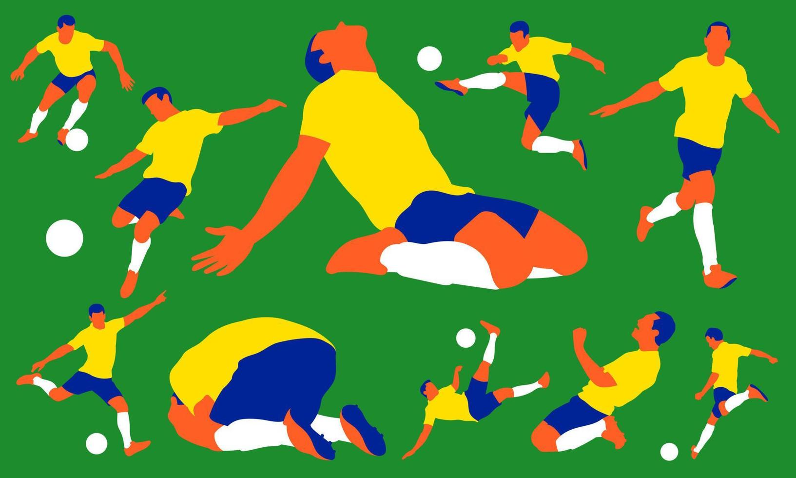 Football soccer player in action isolated background. Flat vector illustration.