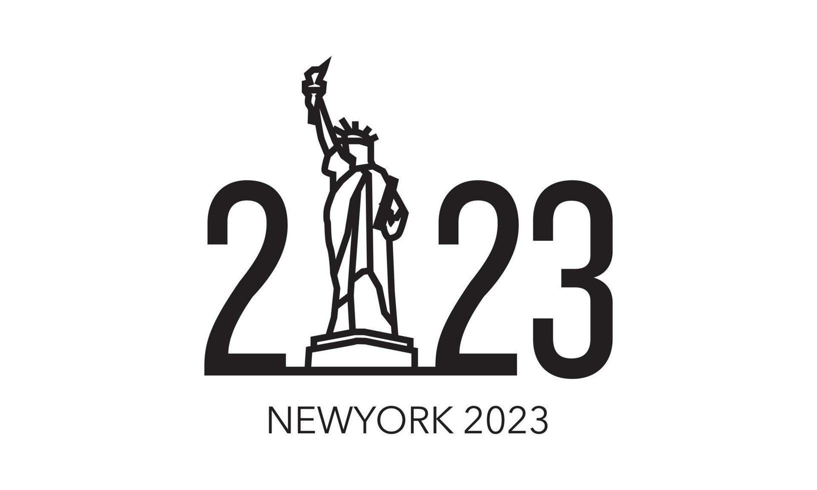 colección de 2023 símbolos de feliz año nuevo. ilustración vectorial con etiquetas negras aisladas sobre fondo blanco. vector