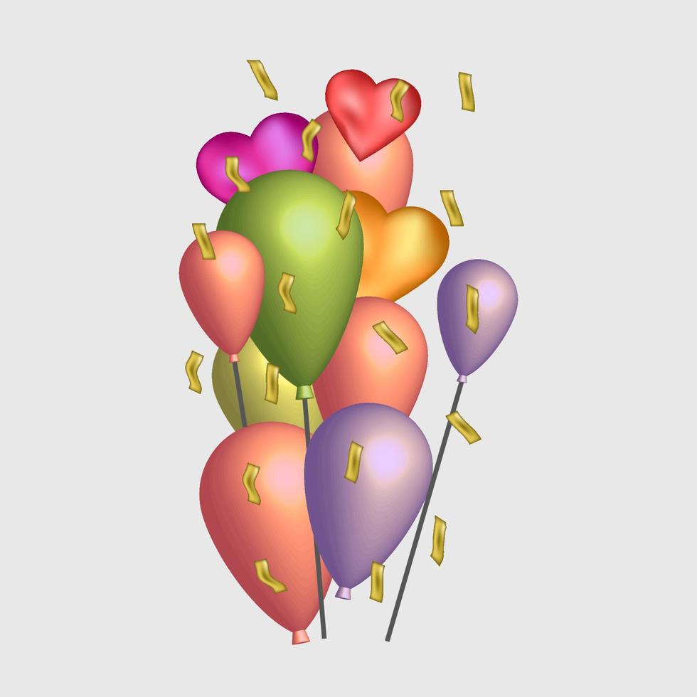 globos amor corazón regalo de saludo realista, plantilla de ilustración para la promoción de su negocio vector