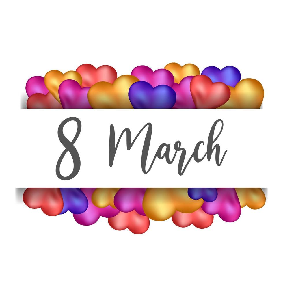 Design 8 march balloons greeting background , spring poster decoration gift vector