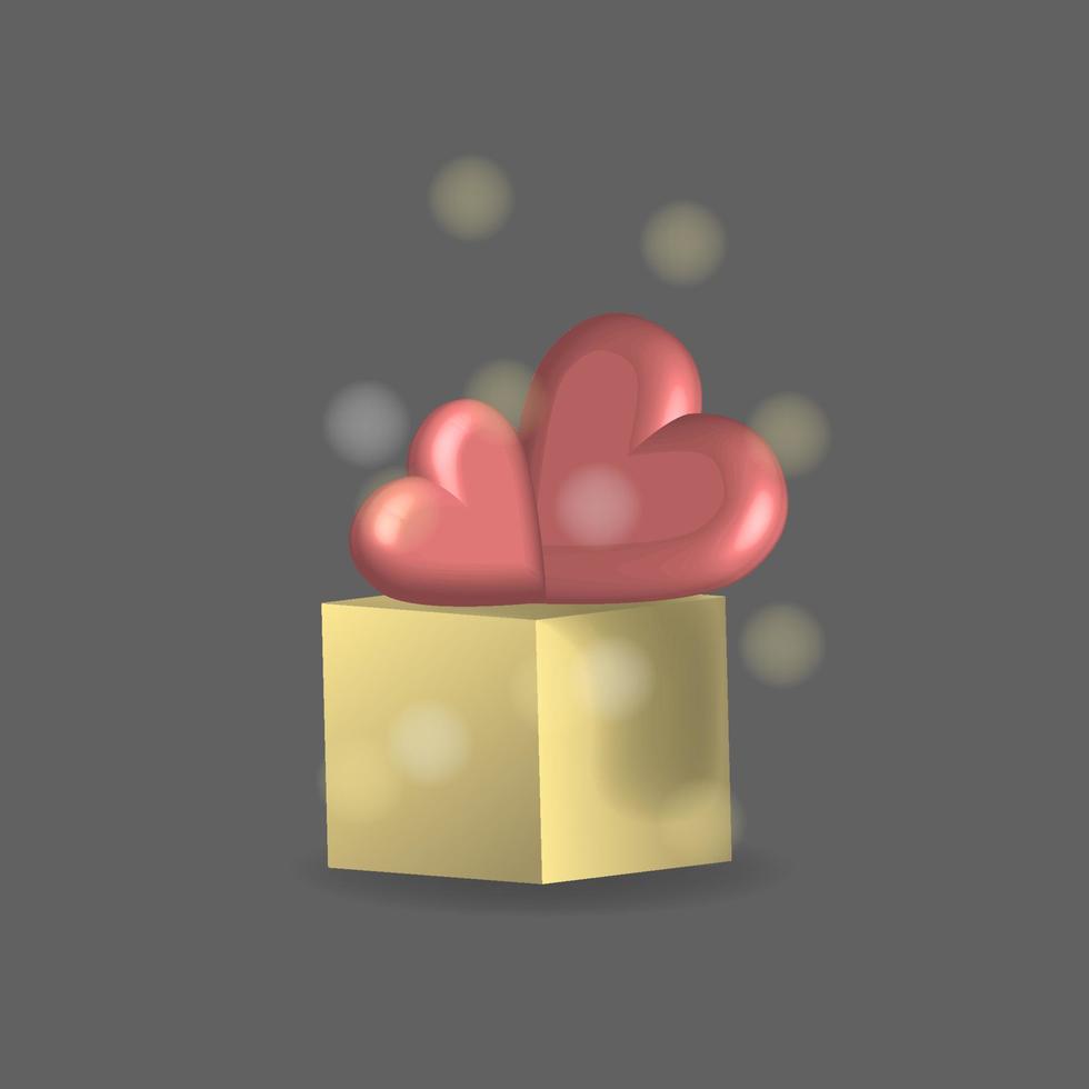 caja sorpresa amor globos feliz día de san valentín, plantilla ilustración sitio web fondo celebración aislado, saludo regalo feliz venta vector