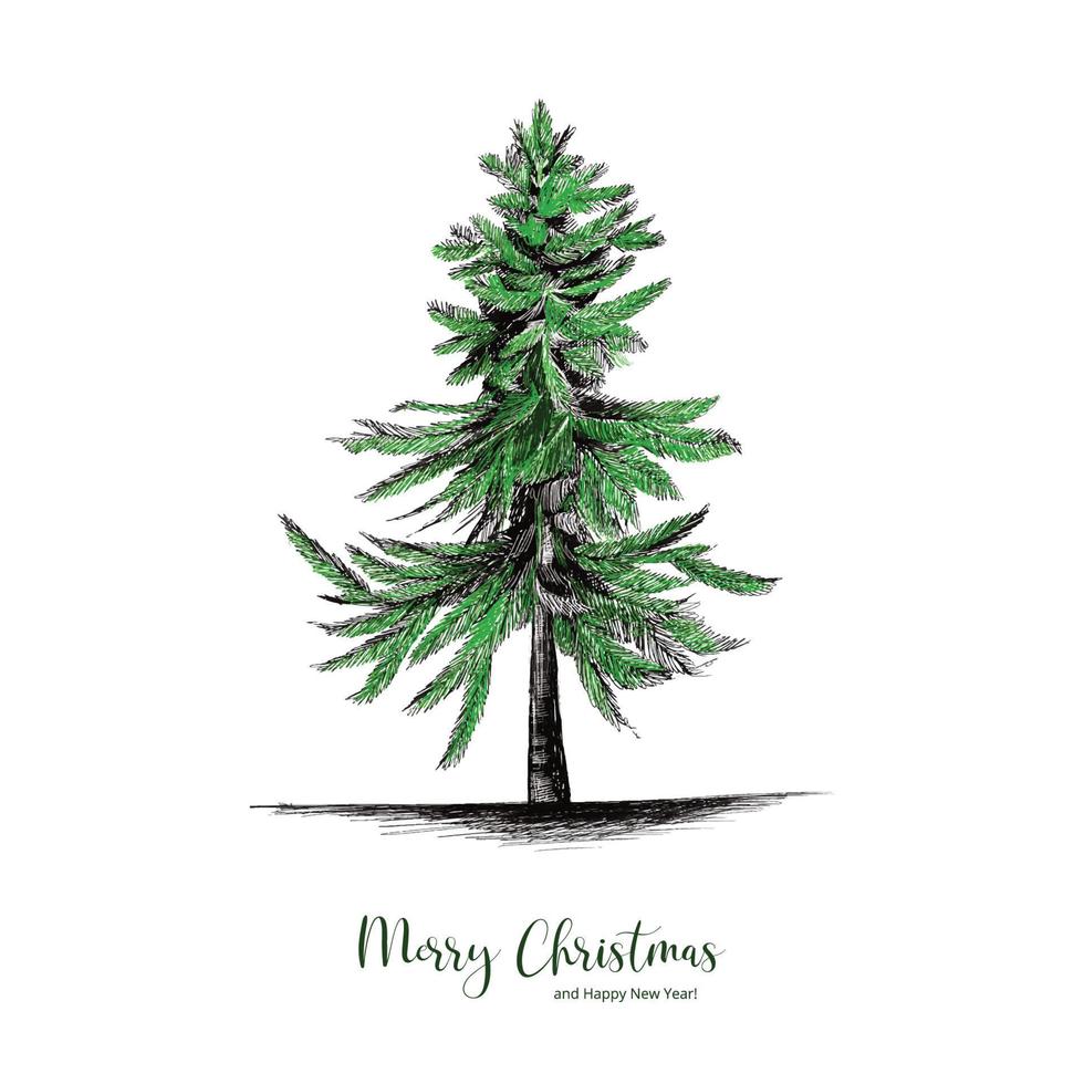 tema de navidad con árbol de navidad en tarjeta de invierno fondo de vacaciones vector