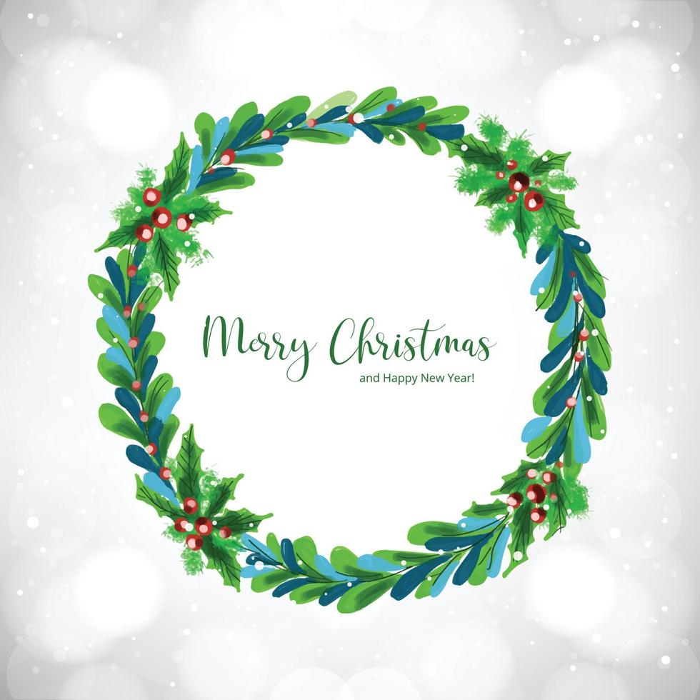 Christmas wreath with spruce decorative branches design vector
