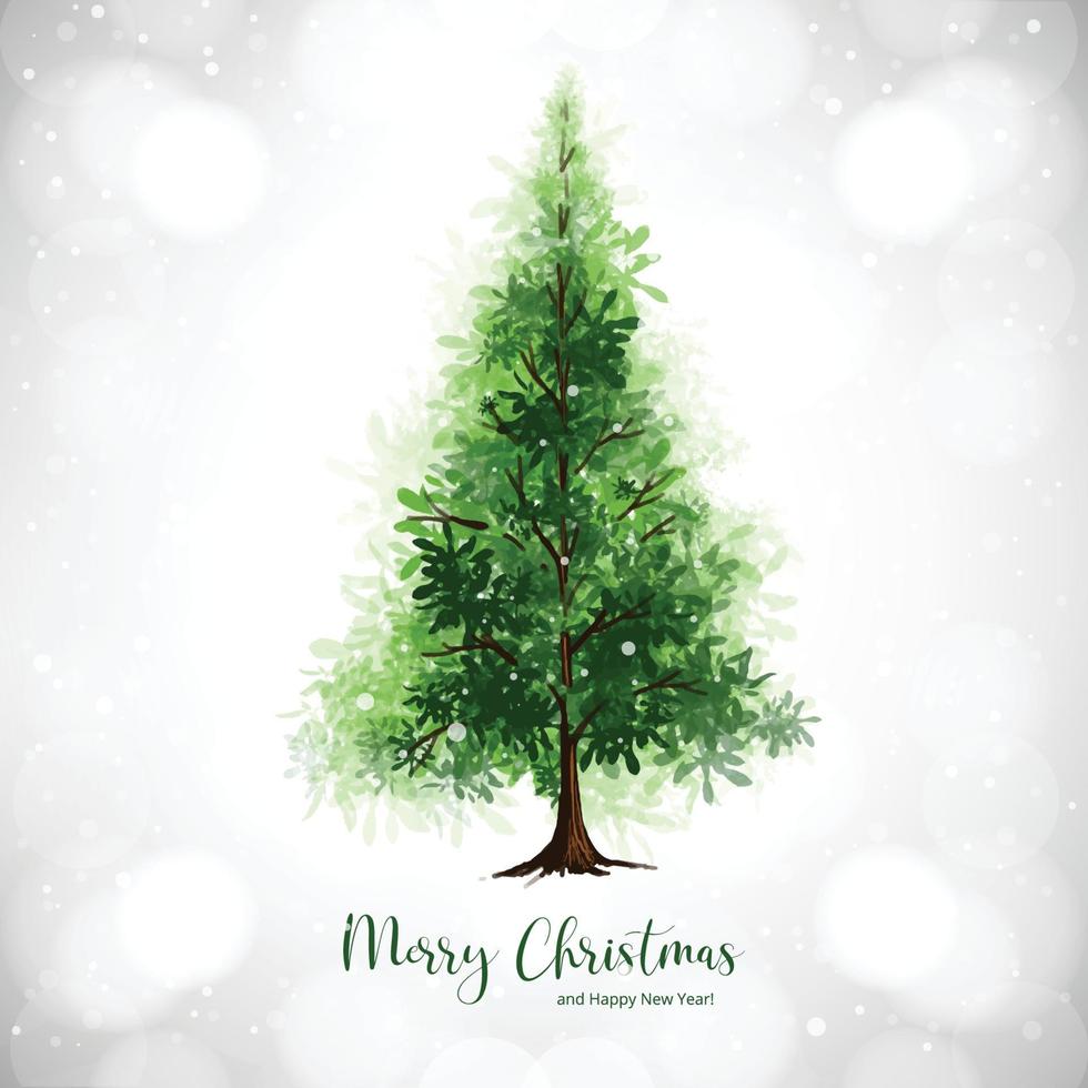dibujar a mano el fondo de la tarjeta del árbol de navidad de invierno vector