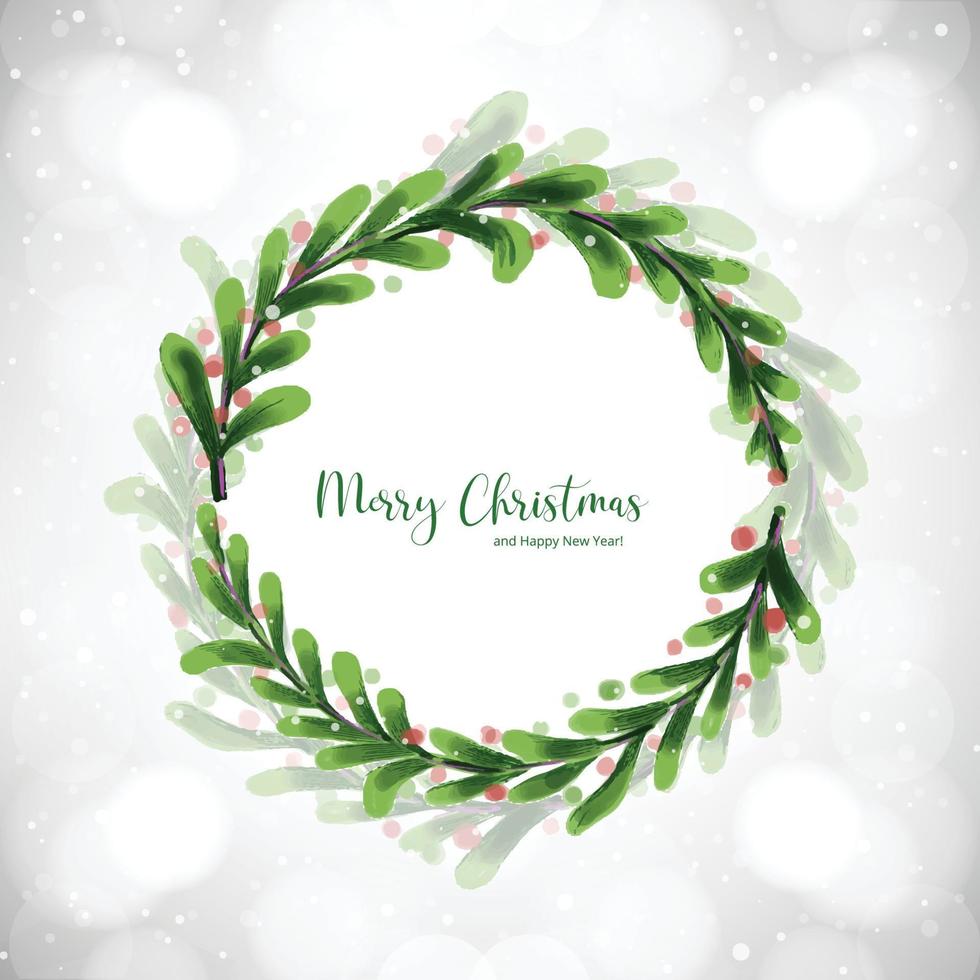 Hand draw decorative christmas wreath holiday card background vector