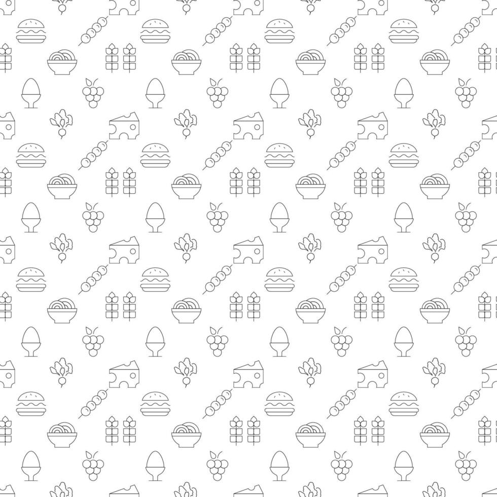 Vector seamless pattern of food is made of line icons. Perfect for web sites, wraps, wallpapers, postcards