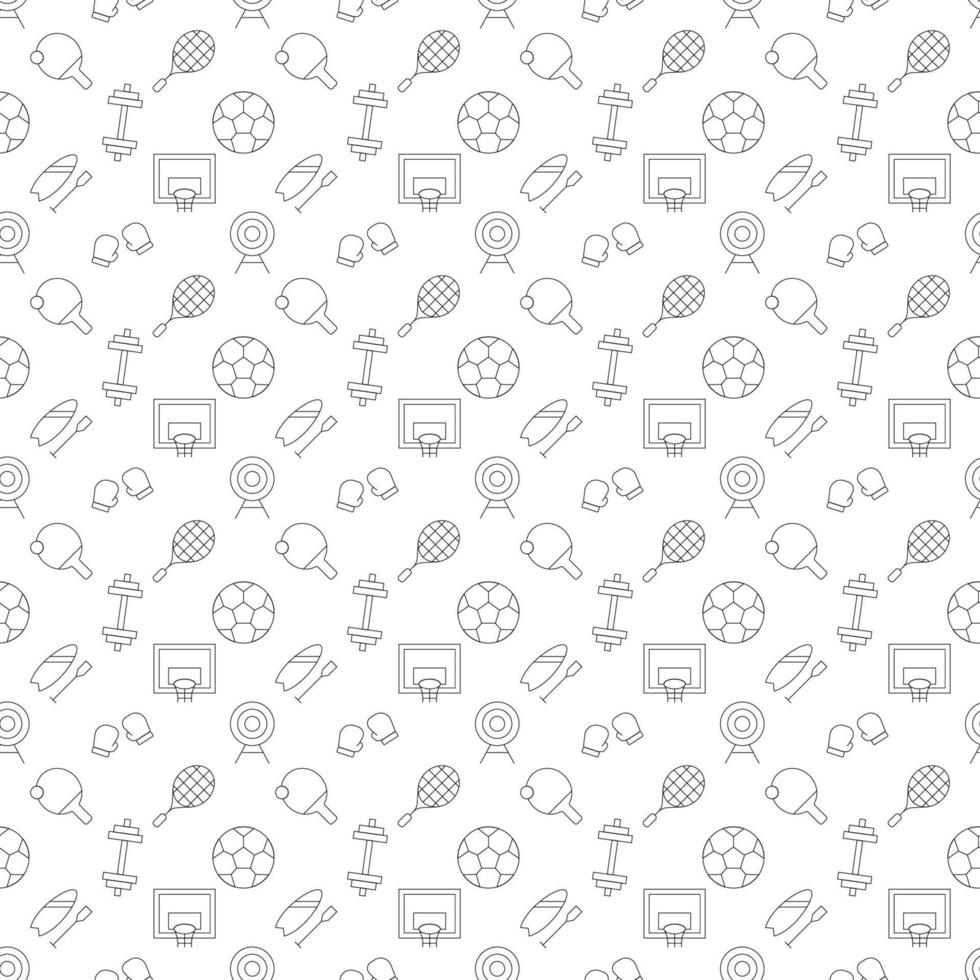 Vector seamless pattern of various sports is made of line icons. Perfect for web sites, wraps, wallpapers, postcards