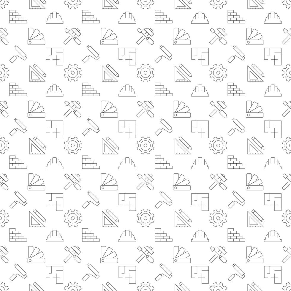 Vector seamless pattern of building and construction is made of line icons. Perfect for web sites, wraps, wallpapers, postcards