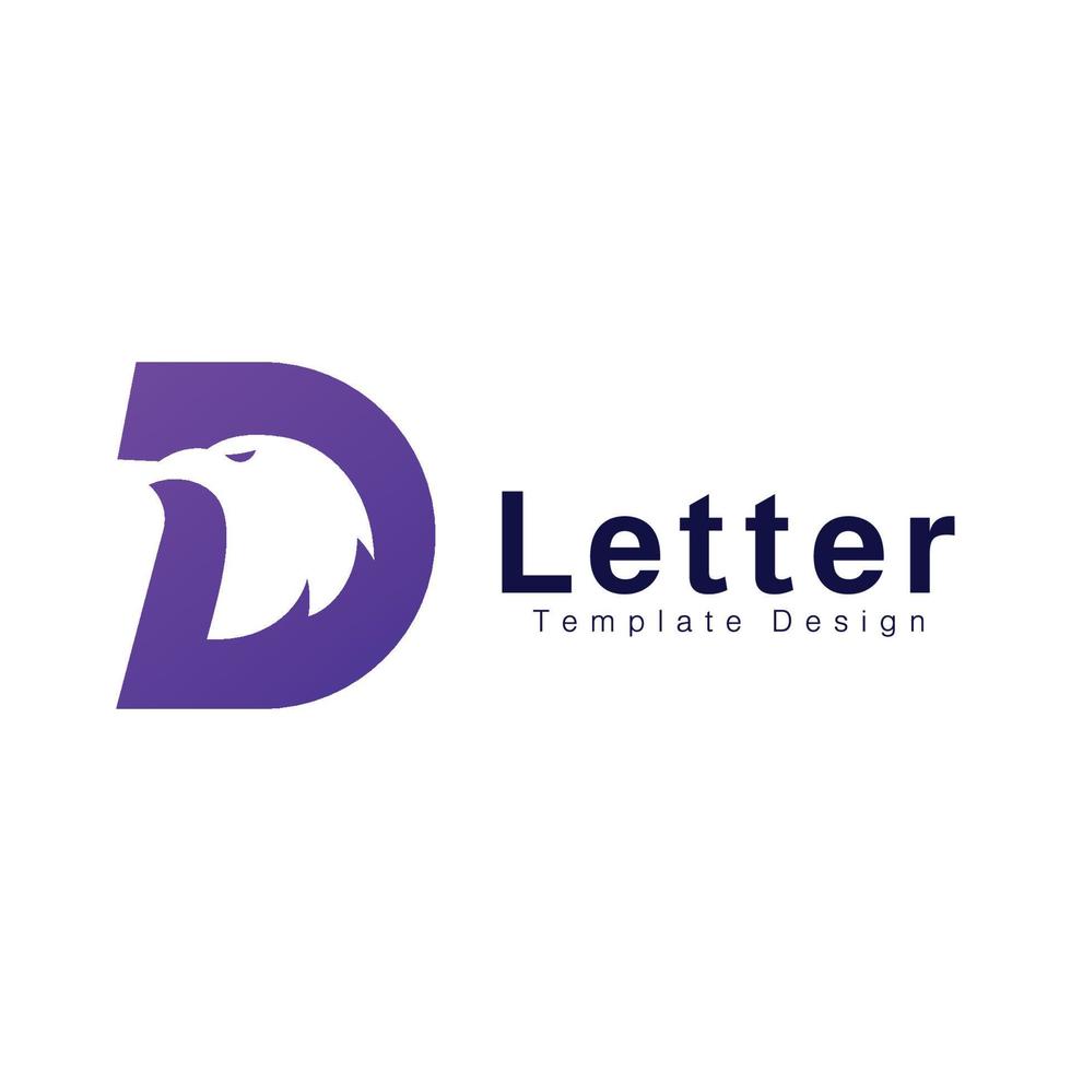 letra d con plantilla de diseño de icono de logotipo de forma de águila vector