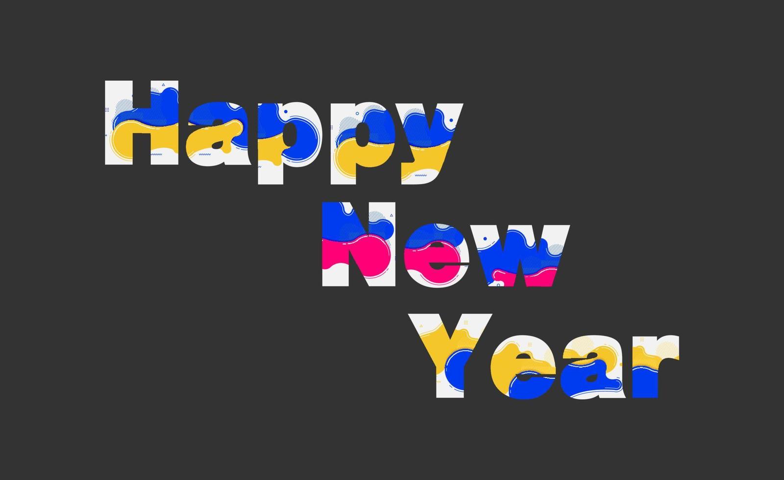 Happy new year with abstract liquid shapes design modern graphic elements, Vector illustration