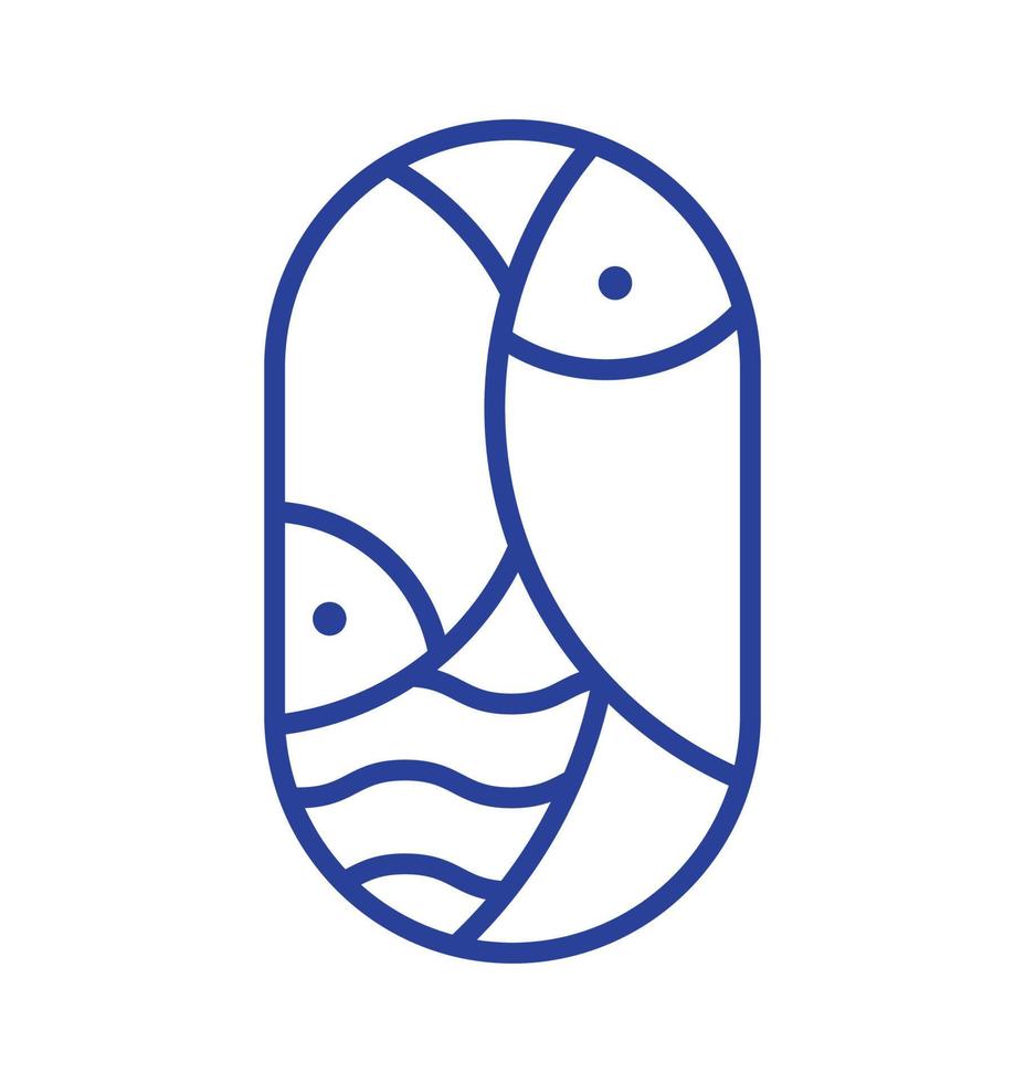 icono del logotipo de peces de río o mar redondo vectorial. silueta de línea abstracta moderna simple para diseño culinario de mariscos o tienda de sushi vector