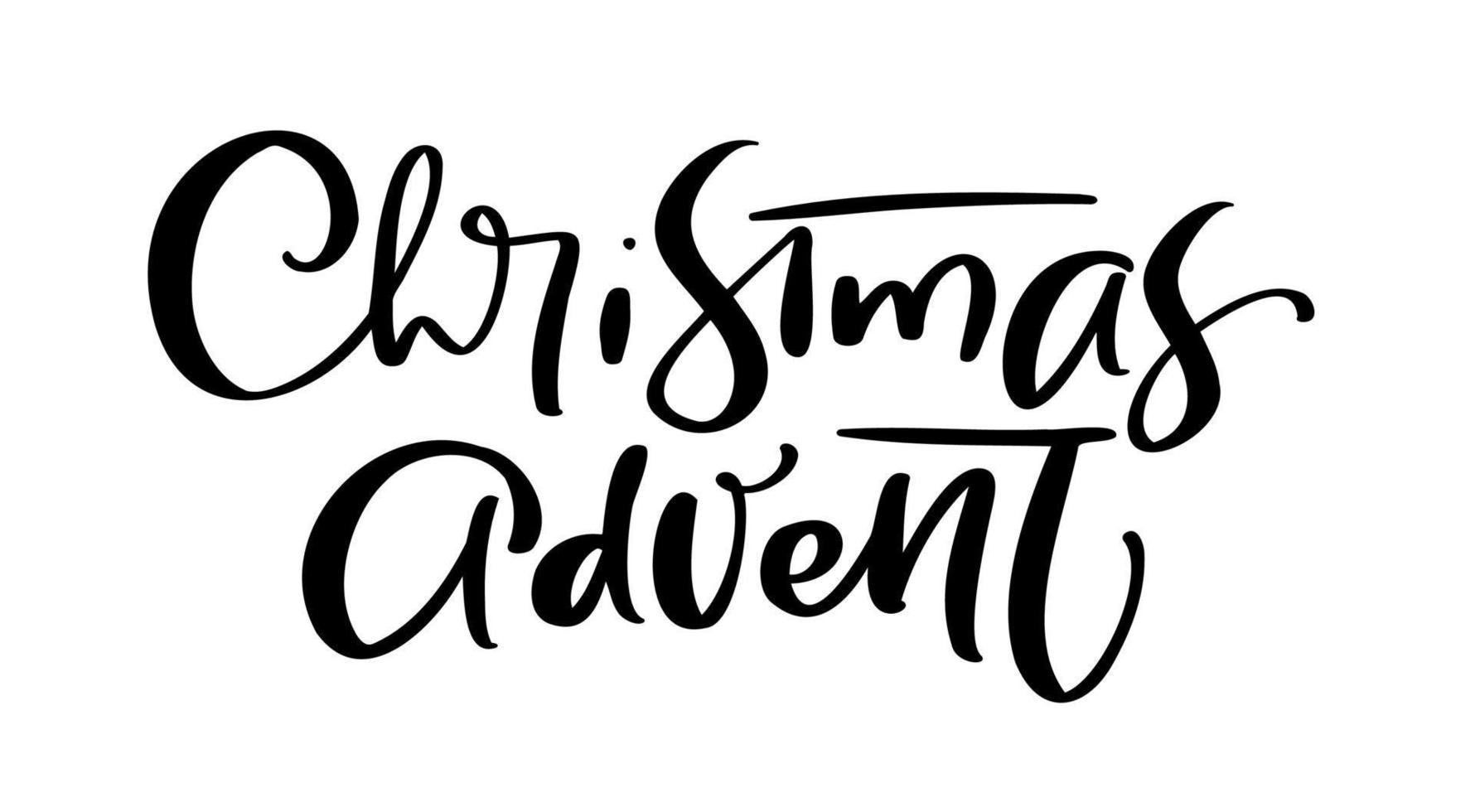 Vector handwritten calligraphic lettering text Christmas Advent. Design for winter holidays, Christmas advent calendar, greeting cards, poster. Religious nativity vector