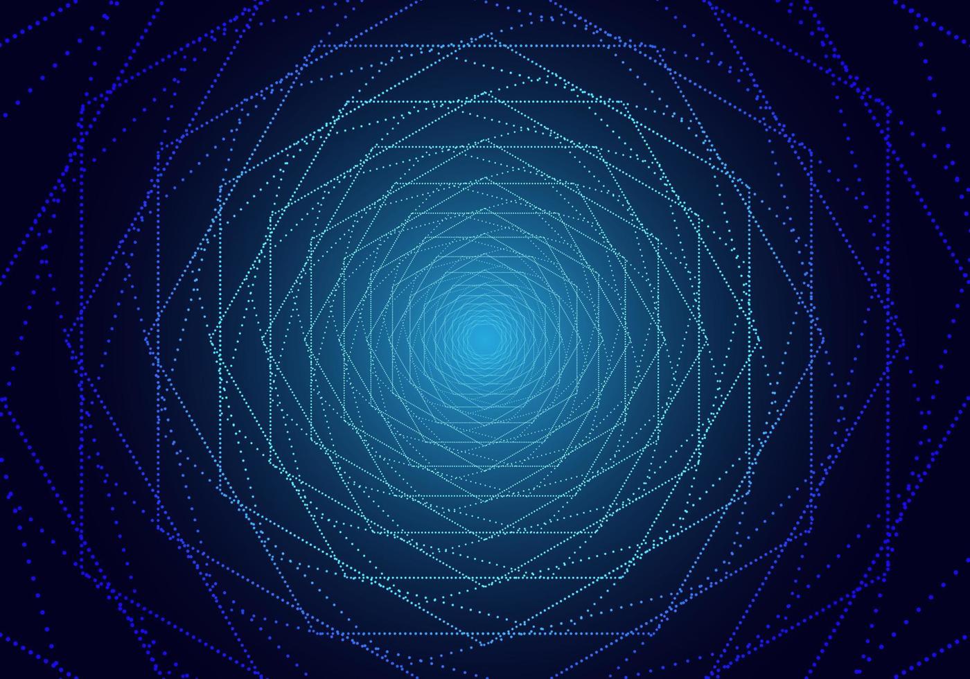 Background Particles use geometric shapes to form a spiral. The concept is like gathering data technology together. vector