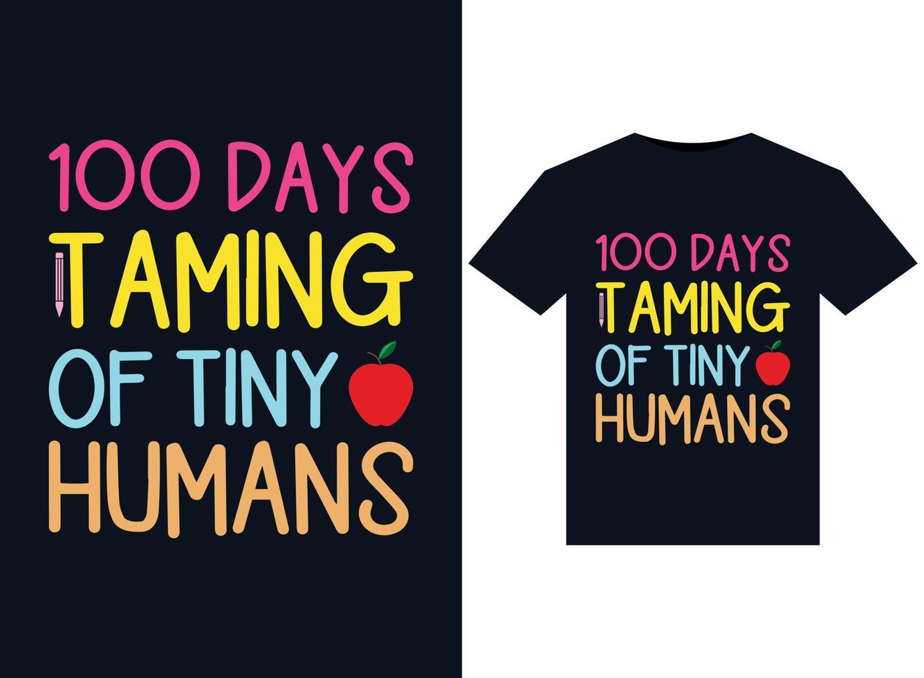 100 días de domar ilustraciones de pequeños humanos para el diseño de camisetas listas para imprimir vector