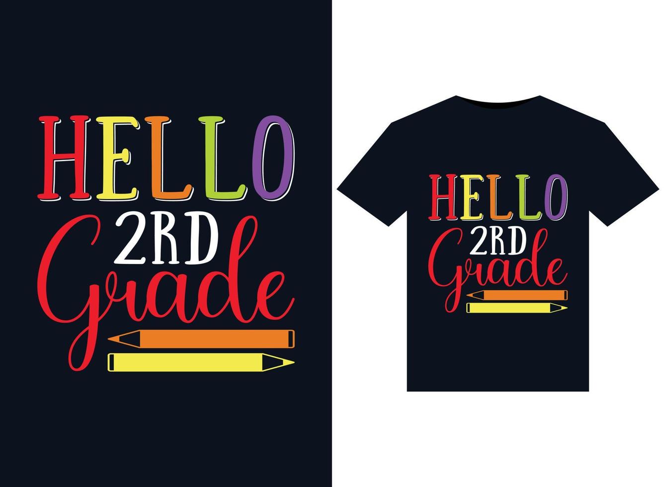 Hello 2nd Grade illustrations for print-ready T-Shirts design vector