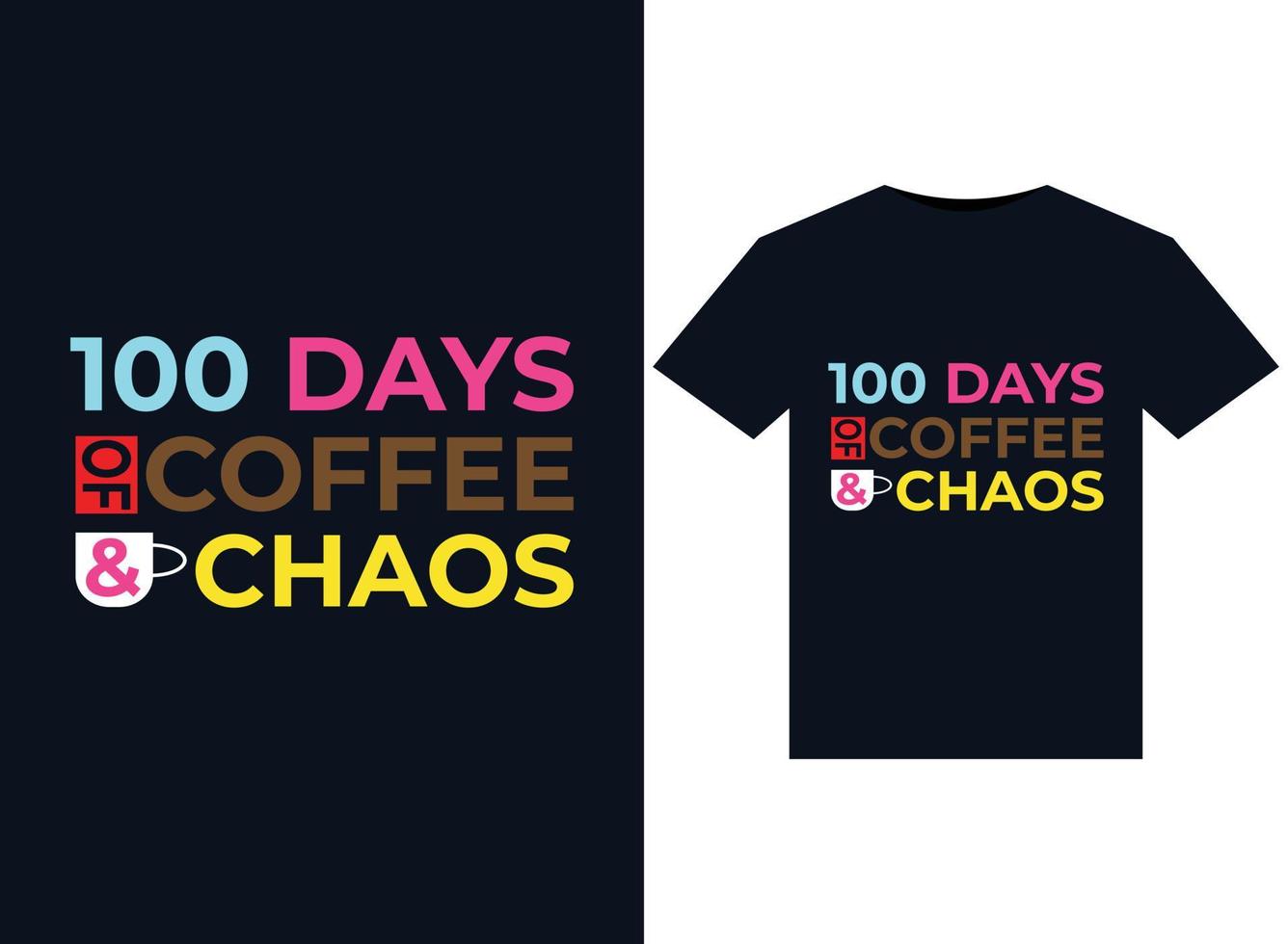 100 Days Of Coffee Chaos illustrations for print-ready T-Shirts design